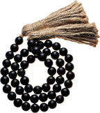 Boho Wood Decorative Beads & Tassel Garland Black