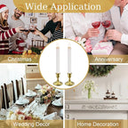 Brass Gold Taper Candle Holders Set of 2, Vintage Metal Candlestick Holders for Dinner Room Table Centerpiece or Mantel Wedding Party Decor