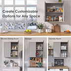 FIMELLO 59" Laundry Room Cabinets Wall Mounted, Kitchen Wall Cabinet with Adjustable Shelf, Wall Cabinets with Doors for Laundry Room, Upper Cabinets for Bathroom, Gray