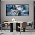 DUNHUANG ART Nordic Luxury Abstract Gold Canvas Wall Art - Modern Graffiti Design for Living Room, Bedroom, Office - Framed, Ready to Hang 24"x48"