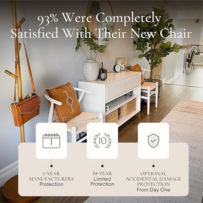 POLY & BARK Weave Dining Chairs – Mid-Century Modern Wishbone Dining Chairs with Arms, Solid Wood Frame, Indoor Use – White – Set of 2 - Ideal for Dining Room, Kitchen or Stylish Accent Setting