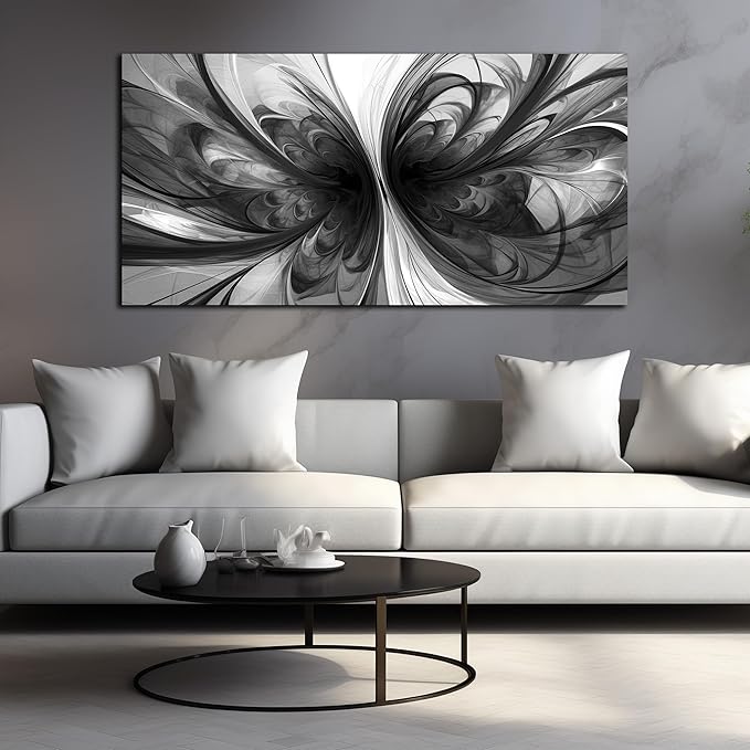 Large Abstract Canvas Wall Art Living Room Black Art Wall Decor for Office Teenage Boy Room Decor 29 x 59 Inch