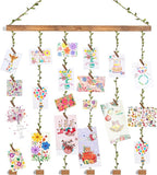 Wooden Hanging Photo Display Pictures Holders with 30 Clips,Picture Collage Frames for Wall,Suitable for Home Office Nursery Bedroom Room Dorm-Carbonized Black