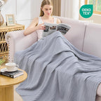 EMME Cotton Muslin Throw Blanket Couch Breathable Gauze Blanket Soft Lightweight Blankets Adults (Dusty Blue, 50"x60")