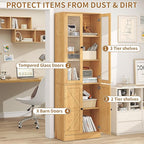 71" Tall Bookshelves Set of 4, 2 Bookcases with Drawers & 2 Bookshelves with Doors, Wooden Bookshelves Floor Standing Display Storage Shelves Home Decor Furniture for Home Office, Living Room