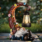 Garden Gnomes Outdoor Statues with Solar Light Funny Gnome Decor Gifts for Women Mom Gnomes Decorations for Home Patio Lawn Yard Garden Decor