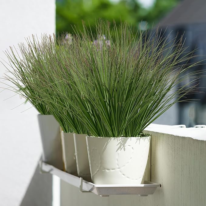 Artificial Grass,Fake Grass Artificial Shrubs Wheat Grass Greenery,Fake Grass Decor Artificial Plants Ornamental Grass Outdoor Fake Grass Green Leaves for Decoration(12PCS)