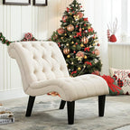 Yongqiang Accent Chair for Bedroom Living Room Chairs Tufted Upholstered Lounge Chair with Wood Legs Linen Fabric