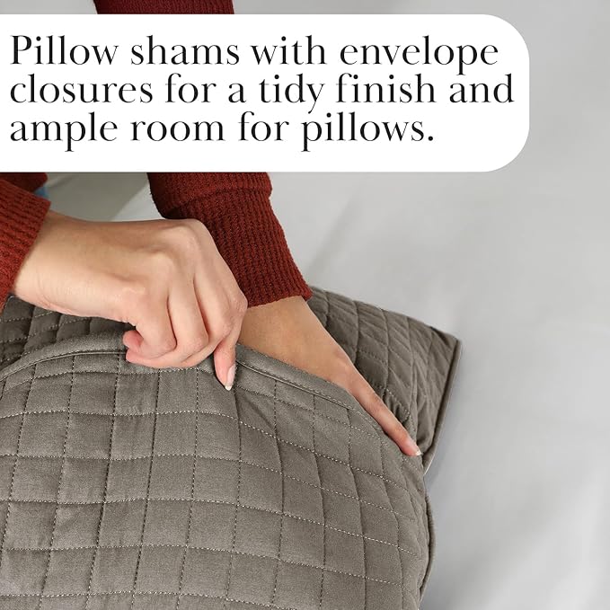 Southshore Fine Living, Inc. Quilts, Full/Queen Size Quilt Bedding Set, Easy Care Stain & Pet Hair Resistant Bedding, Coverlet Queen Size/Full Size Bedspread with 2 Pillow Shams, Dark Taupe