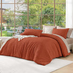 Andency Burnt Orange Oversized King Comforter 120"x98", 3 Pieces Terracotta Boho Bedding Set & Collections, Farmhouse Tufted Fluffy Bed Set (1 Comforter, 2 Pillowcases)