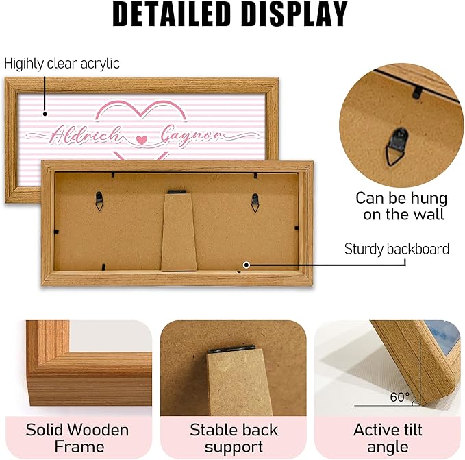 Gifts for Him/Her - Personalized Photo Frame with Love Design, Wall Mount or Tabletop Display, Romantic Gifts for Boyfriend Girlfriend Anniversary Birthday Valentine's