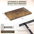 24" Floating Shelves for Wall, 12" Deep Slim Rustic Brown Floating Shelves, Wall-Mounted Shelves for Bedroom, Living Room, Kitchen, Bathroom - Set of 2