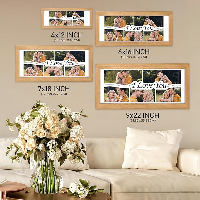 Gifts for Him/Her - Personalized Photo Frame with Love Design, Wall Mount or Tabletop Display, Romantic Gifts for Boyfriend Girlfriend Anniversary Birthday Valentine's