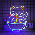 Neon Sign, Cat Ramen Neon Signs for Wall Decor Neon LED Signs Room Neon Light Up Signs Home Decor for Business Restaurant Bedroom Club Party Bars Shop Decoration USB Operated