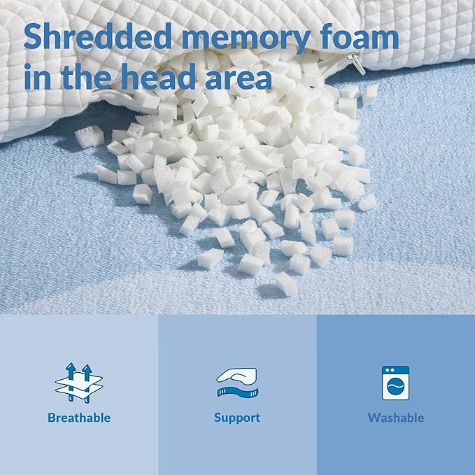 AM AEROMAX 32" King Size Adjustable Cervical Memory Foam Pillow, Contour Pillows for Neck and Shoulder Pain Relief, Ergonomic Neck Supporting Pillow for Side and Back Sleepers.(White)