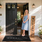 Yimobra Welcome Mat Outdoor Indoor, All-Season Waterproof Front Door Mat Outside Entrance, All-Weather Heavy Duty Non-Slip Doormat, Low Profile Porch Patio Entrance Mats, 60x36, Black