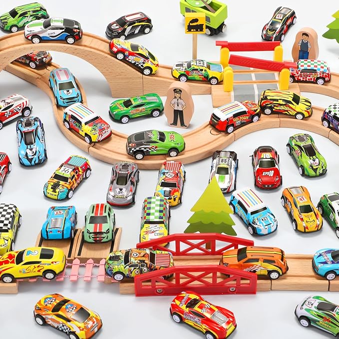 SevenQ Toy Cars Party Favors for Kids, 72Pcs Pull Back Cars Playsets with Storage Box, Mini Toys Race Cars for Kids Goodie Bags Toddler Toys Bulk Prizes Rewards