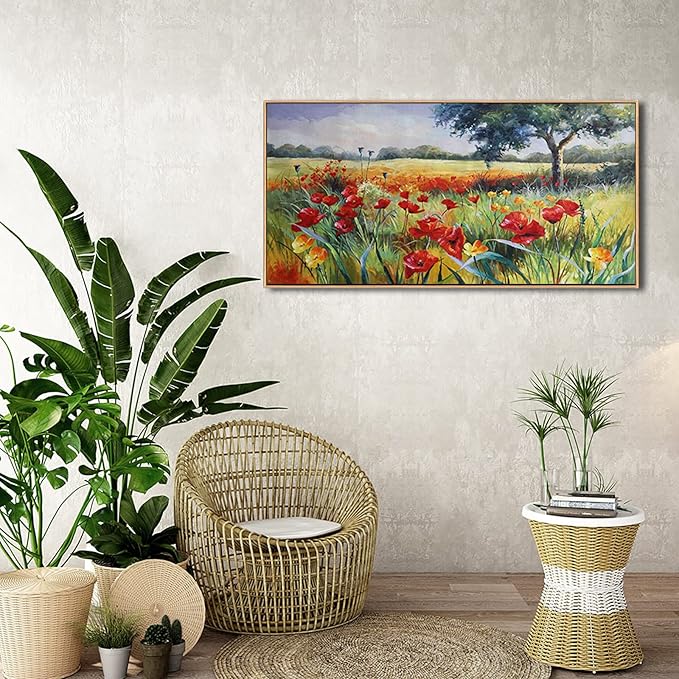 Green Tree Wall Art - Large Canvas for Living Room & Bedroom - Framed 24x48