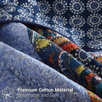 Yvooxny King Quilt Set Reversible Lightweight Bohemian Paisley Patchwork Cotton Quilted Bedspread Coverlet Set 3-Piece Bedding Set with Pillowcases for All Seasons, King Size, 108 * 96 Inches