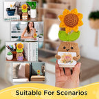 Crochet Sunflower Doll with Positive Cards – Emotional Support Stand with Magnetic Hands Hold Custom Cards - Thank You for Helping Me Grow Gift for Teachers, Coworkers & Friends