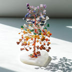 Crocon Crystal Heart Base Tree of Life Gifts for Women, Seven Chakra Healing Crystals Tree Brings Positive Energy, Good Luck, Money, Feng Shui Home & Office Desk Decor, for Dad Mom & Wife Present