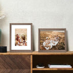 upsimples 8x10 Picture Frame, Natural Solid Wooden Picture Frames, Display 5x7 with Mat or 8 x 10 Without Mat, Wall or Tabletop, 1 Pack, Brown