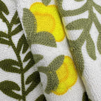 Alysheer Floral Embroidered Summer Decorative Throw Pillow Cover 18"x 18" Set of 2, Farmhouse Cottage Yellow Flower Green Leaves Patterned Cotton Cushion Case for Couch Bed Living Room Outdoor Decor