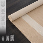 CAMILSON Outdoor Rug 6x9, Modern Outside Rugs for Patios Porches Waterproof Durable Washable Non-Shedding, Easy-to-Clean Indoor Outdoor Area Carpet (6 x 9, Bordered - Beige/White)