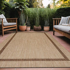 Bordered Outdoor Rug 5x7 Washable Outside Carpet for Indoor Patio Porch Waterproof Easy Cleaning Non Shedding Area Rugs Jute Beige - Nut Brown 5 x 7