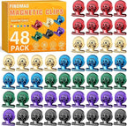 FINDMAG 48 Pack Magnetic Clips for Photo ANG Picture Display, Strong Scratch-Free Refrigerator Magnets, Heavy Duty Clips for Picture Hanging, Whiteboard, Kitchen, Office, School Use.