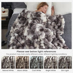 Cozy Bliss Faux Fur Throw Blanket for Couch, Fuzzy Soft Plush Thick Bubble Blanket for Sofa Bedroom Living Room, 90 * 90 Inches Tie Dye Taupe