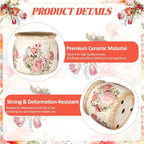 Vintage Planter Large Ceramic Plants Pot Beige Pink European Rose Ice Crack Cottage Scroll Vase Flower Vase Pot Indoor Plants Home Kitchen Decor Farmhouse Antique Decorative Gifts