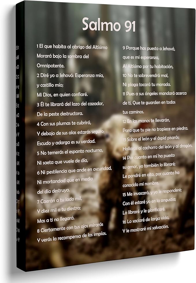Salmo 91 En Español Para Pared Cuadros Cristianos Para Pared En Español, Psalm 91 Wall Art, Christian Wall Decor In Spanish, Decoraciones Para Cuartos Psalm 91 Wall Decor Framed Wall Decor (Salmo 91,