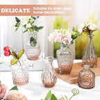 20 Pcs Glass Bud Vase Set Small Vintage Flower Vase in Bulk for Centerpieces Rustic Decorative Glass for Wedding Table Home Christmas Decoration (Pink Orange)