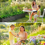 Land Guard 2 Pack 8×4×1ft Galvanized Metal Raised Garden Bed, Metal Planter Kit Box Outdoor for Deep-Rooted Vegetables, Flowers, Green and Herbs (Mid-Grey)