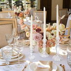 Mumufy 6 Pack Glass Taper Candle Holders Clear Candlestick Holder Fit 0.8 Inch Candles 4'' 6'' 8'' Tall Crystal Decorative Candlestick Stand Centerpiece for Table Wedding Dining Party (Classic)