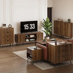 Wanlut Fluted 4 Drawer Dresser for Bedroom, 35.4" Tall Bedroom Dresser with Metal Feet, Wooden Storage Organizer Cabinet Chest of Drawer for Closet, Living Room, Hallway