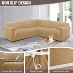 HDCAXKJ Sectional Couch Cover L Shape Stretch Sofa Covers Washable Jacquard Corner Couch Slipcover Non Slip Sectional Slip Cover U Shaped Furniture Protector for Pets Dogs (Apricot, X-Large)