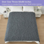 Bigacogo Chunky Knit Throw Blanket for Couch, 60x80 inches, 100% Hand Knitted with Thick Jumbo Chenille Yarn, Cozy Soft Large Rope Knot Cable Crochet Blankets for Sofa Bed Living Room, Iron Gray