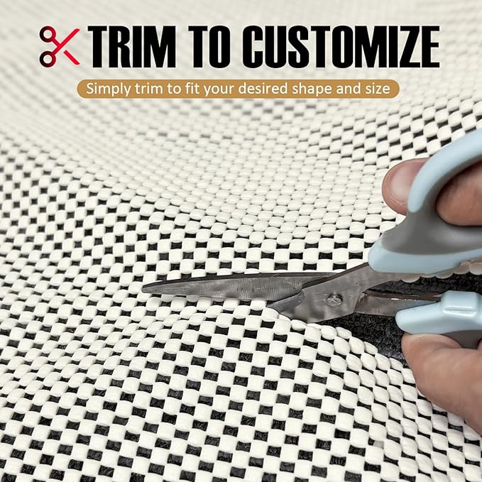 Non Slip Rug Pad Rug Gripper for Hardwood Floors, 6x9Ft Anti Skid Mat for Under Area Rugs, Thick Cushioned Carpet Pad for Floor Protection