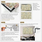 SIGNWIN 46"x72" Extra Large Framed Wall Art Vintage Botanical Floral with Golden and Teal Leaves, Elegant Nature Illustration for Home Living Room Bedroom Decor (Frame Assembly Required)