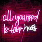 WLHOPE All You Need is Nails Neon Sign - Pink LED Signs with USB Connectivity for Bedroom, Home Bar, Girls Room, Beauty Shop, Nails Room - Gift for Girls