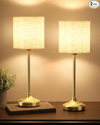 Rechargeable Table Lamp, 2-Pack, 8000mAh, Dimmable, 2700K, Touch Control, Portable, LED, Wireless, Cordless, Battery Operated, Desk Lamp, Kitchen Lamp, Fabric Shade, for Dining Room, Living Room