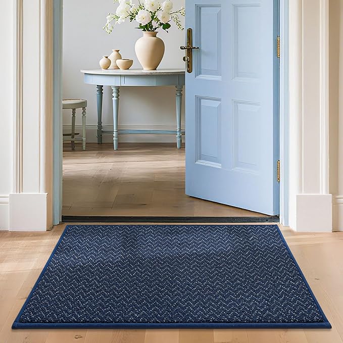 COSY HOMEER-Door-Mat 24"x36" Non Slip Absorbent Entryway Rugs Dirt Trapper Doormats Washable Entrance Mats Low Pile Welcome Floor Mat for Front Back Door and Entry Mats,Navy Blue