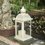 DECORKEY Lantern Decorative Indoor&Outdoor, 14.4'' Large Metal Candle Lanterns, Vintage Hanging Candle Holders Farmhouse Shelf Wedding Front Porch Patio Decor, Halloween Christmas Decorations for Home