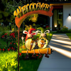 HONGLAND Solar Lights Outdoor Decor, Gnomes Swing Garden Decor, Funny Gardening Gifts for Women Mom, Gnome Outdoor Decorations with Welcome Sign for Front Porch Patio