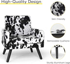 Kromax Mid-Century Modern Accent Chair for Living Room, 496 Lb. Weight Capacity, Dual Armrests, Comfy Extra Large Seat, Timeless Style Perfect for Reading & Relaxing, Cow Pattern