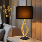 Sculptural Table Lamp Set of 2 with USB Ports For Living Room, Gold Leaf Finish Farmhouse Bedside Lamps with S Cluster Pull Chains Switch for Bedroom, Rustic Nightstand Lamp for Office, Hotel, Bar