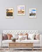 HesenDot Natural OAK Wood Framed London City Wall Art,12x16in Landscape Canvas Wall Print Poster,Classic Urban Landmark Wall Decor for Living Room,Bedroom,Office Gallery Set of 1