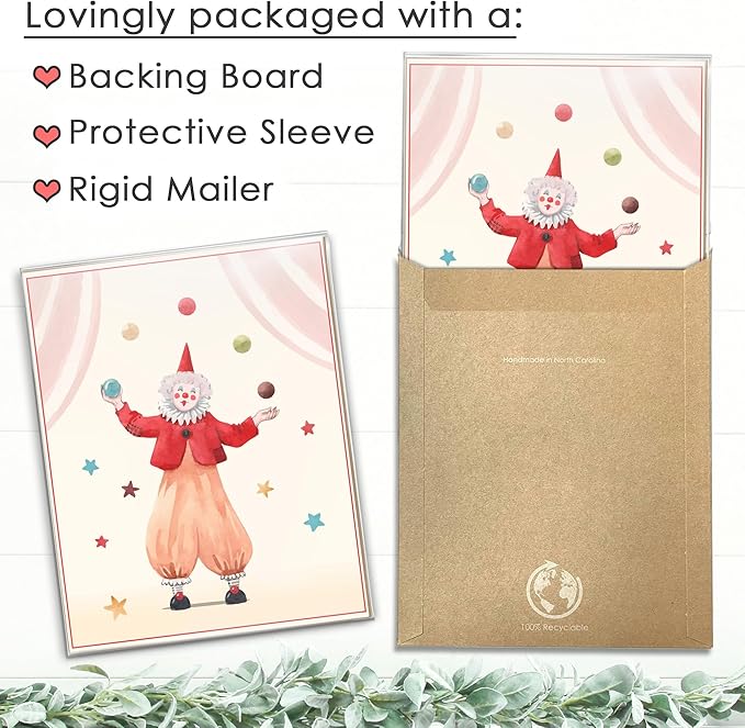 Circus Nursery Wall Art Prints (Set of 3) - Unframed - 8x10s | Delightful and Colorful Unframed 8x10 Inches Prints | Wall Art for Kids | Kids Room Décor | Classroom Décor | Bedroom Wall Décor